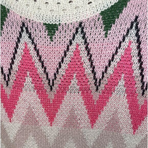 Vintage Mod Chevron Zig Zag Knit Sheath Mini Dress - Picture 12 of 13